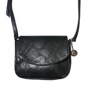 Svala The Tashi Crossbody in Black Embossed Faux Snakeskin